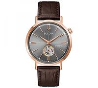 Bulova Aerojet 97A171 Montre automatique pour homme en acier inoxydable avec bracelet en cuir, bracelet