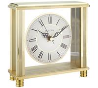 Bulova B1703 Cheryl Mantle Clock | Elegant Design | Brass-Tone Metal Case | Quiet Sweep Movement | Floating Dial