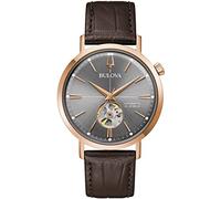 Bulova Aerojet 97A171 Montre automatique pour homme en acier inoxydable avec bracelet en cuir, bracelet