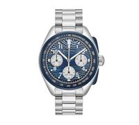 Bulova Lunar Pilot 98A329 Montre pour homme Chronographe édition limitée 43,5 mm, quartz haute précision 262 kHz, cadran Timascus bleu, boîtier et bracelet en acier, verre saphir