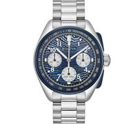 Bulova Lunar Pilot 98A329 Montre pour homme Chronographe édition limitée 43,5 mm, quartz haute précision 262 kHz, cadran Timascus bleu, boîtier et bracelet en acier, verre saphir