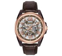 Bulova Homme Analogique Automatique Montre avec Bracelet en Cuir 98A165