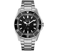 Bulova Montre Marine Star 98B203 – Quartz, bracelet acier, cadran & lunette noires Homme