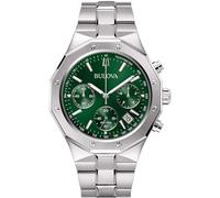 Bulova Octagon Chronograph 96B409 Steel Men's Watch with Green Background