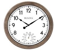 Bulova Patio Time Horloge Murale d'intérieur/extérieur, 26 cm, Finition rotin