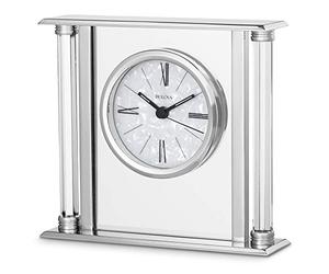 Bulova The B2454 The Pearl Tabletop Clock, Mirror Polished Silver