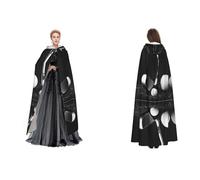BULQAPZDF Cape de golf noire et blanche à capuche en velours pour homme et femme - Costume de sorcière, vampire, diable - Cosplay et déguisement