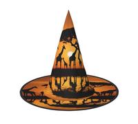 BULQAPZDF Chapeau de sorceleur d'Halloween avec girafe d'Afrique, arbre majestueux pour Halloween, accessoire de costume de sorcière