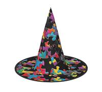 BULQAPZDF Chapeau de sorcière d'Halloween en forme de cœur pour sensibilisation à l'autisme, accessoires de costume de sorcière d'Halloween