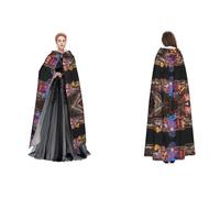 BULQAPZDF Las Vegas Night View Cape à capuche en velours pleine longueur pour homme et femme - Costume de sorcière, vampire, diable - Cosplay et déguisement