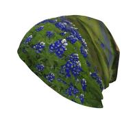 BULQAPZDF Texas Bluebonnets Bonnet tricoté unisexe tendance avec imprimé double couche pour homme et femme, extensible et léger, Noir , Taille unique