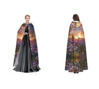 BULQAPZDF Texas Bluebonnets Cape à capuche en velours pleine longueur pour homme et femme - Costume de sorcière, vampire, diable - Cosplay et déguisement
