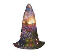 BULQAPZDF Texas Bluebonnets Cape à capuche imprimée paysage pour adolescents parfaite pour un port tendance et confortable, Noir , S