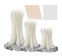buluker Lot de 300 mèches de Bougie fonctionnelles sans fumée, 100 mèches Autocollantes en Coton pré-cirées avec languettes de Maintien en métal pour la Fabrication de Bougies piliers et Le Bricolage