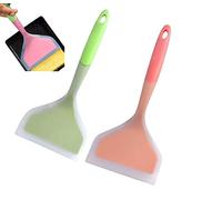 BULUSHI Spatule large et flexible en silicone pour crêpes, œufs et omelettes - 2 pièces (vert, orange)