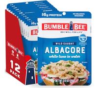 BUMBLE BEE Lot de 12 sachets de thon germon de qualité supérieure dans l'eau, thon, aliments riches en protéines, aliments cétogènes et collations, sans gluten, 70,9 g