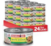 Bumble Bee Lot de 24 boîtes de poulet blanc de qualité supérieure, morceaux dans l'eau, 141,7 g de protéines par portion - Sans gluten, compatible avec le régime cétogène - Idéal pour les recettes de