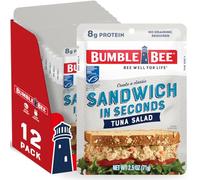 Bumble Bee Sandwich in Seconds Salade de thon, 70,9 g (lot de 12) - Prêt à manger - Sachet de thon sauvage - 8 g de protéines par portion - Sans gluten