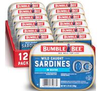 Bumble Bee Sardines dans l'eau, boîte de 107 ml (12 pièces) - Sauvage, sans gluten, Keto, casher, ingrédients propres