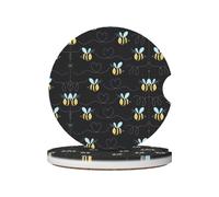 Bumble Bees Lot de 2 dessous de verre en céramique pour porte-gobelets de voiture et camion