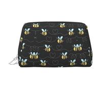 Bumble Bees Organiseur de cosmétiques imprimé résistant aux chocs avec large ouverture zippée pour voyage, Argenté., One Size