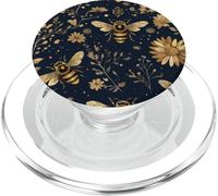 Bumble Or Honey Bee Botanical Jaune sur Noir Mignon Nature PopSockets PopGrip pour MagSafe