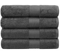 Bumble Towels Bliss Lot de 4 Serviettes de Bain de Luxe en Coton peigné - Extra Larges - 650 g/m² - Douces et absorbantes - 86 x 142 cm - Gris foncé