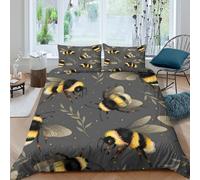 Bumblebee motif Parure de Lit Microfibre résistante 3 pièces 3D Effet Confortable Nature inspired design Ensemble De Literie avec Fermeture Éclair Douce for Enfants Garçons Ado King（220x240cm）