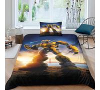 Bumblebee Transformers Sets De Housses De Couettes D, Film Character Imprim¿¿ Ensemble De Literie Avec Housses De Couettes Et Assortie Taie D'oreiller,