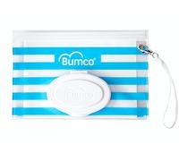 Bumco Distributeur de lingettes humides, pochette réutilisable et rechargeable, organiseur pour voyage, pochette de transport, cadeau de bébé unique pour fille/garçon (bleu)