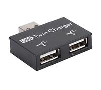 Bumdenuu 1 Pièce USB Hub vers 2 Port Chargeur Hub Adaptateur USB Splitter Portable Mini pour Ordinateur Noir