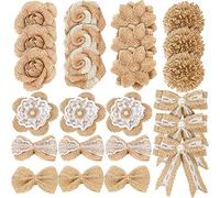 Bumdenuu 24 pièces en 1 de toile de jute vintage, matériaux faits à la main, décoration en jute pour mariage, Noël, bricolage