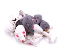 Bumdenuu Lot de 12 souris en cuir de lapin réel pour pour animaux de compagnie pour enfants