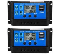 Bumdenuu Lot de 2 contrôleurs de batterie solaire 30 A 12 V/24 V Contrôleur de charge du panneau solaire régulateur du contrôleur du panneau solaire
