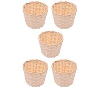 Bumdenuu Lot de 5 mini paniers tressés sans poignées pour cadeaux de fête, décoration artisanale, convient pour différentes occasions (7,5 x 6 cm)