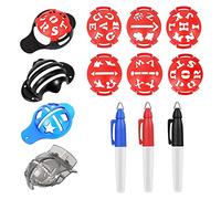Bumdenuu Marqueur de Balle de Golf, Stylos Marqueurs de Ligne de Couleur, Kit D'Outils D'Alignement de Marquage de Balle de Golf en Plastique Triple Piste, Rouge