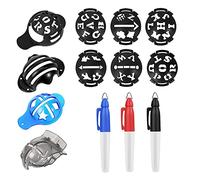 Bumdenuu Marqueur de Balle de Golf, Stylos Marqueurs de Ligne de Couleur, Kit D'Outils D'Alignement de Marquage de Balle de Golf en Plastique Triple Piste, Noir