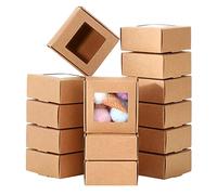 Bumdenuu Mini boîte en papier kraft de 50 pièces avec fenêtre cadeau boîte d'emballage boîte à gâteaux faits maison pour gâteaux de four (marron)