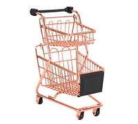 Bumdenuu Mini Double Couches Panier Dépenses Modèle Fer Forgé Panier Supermarché Métal Or Rose Panier de Stockage en Or Rose
