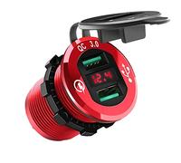 Bumdenuu Quick Charge 3.0 USB Charger Socket, 12 V/24 V Dual USB Car Power Outlet Allume-cigare à eau avec voltmètre LED