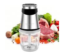 BUMET Robot de cuisine électrique 500 W - Bol de 2,5 tasses, double couche avec 4 lames, mini hachoir domestique et purée