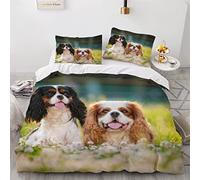 BUMIYA Housse de Couette 200x200 Chiens Parure de lit 2 Personnes Garcon Fille 3D Motif Chiot Mignon Douce Microfibre avec Fermeture Éclair avec 2 Taies d'oreiller 50x75 cm