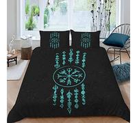 BUMIYA Viking Parure de lit 220x240 Adultes 2 Personnes 3D Motif Symboles Vikings Douce Respirant Microfibre avec Fermeture Éclair avec 2 Taies d'oreille 50x75 cm