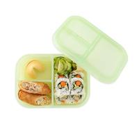 Bumkins Boîte à goûter/déjeuner pour enfants et adultes, récipient à 3 compartiments, couvercle anti-fuite, pour portionner, silicone platine LFGB - Vert Jelly
