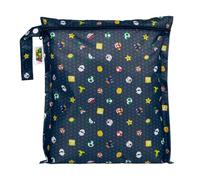 Bumkins Sac étanche réutilisable avec Fermeture éclair, Bleu Marine et Multicolore, Wet Bag, Nintendo