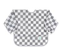 Bumkins Sleeved Bib Bavoir, Charcoal Check, 6-24 Mois Mixte bébé