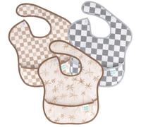 Bumkins SuperBib Bavoir, Palm Daze, Sand Check, Charcoal Check, 6-24 Mois (Lot de 3) Unisex Baby