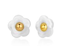 BUMMER Boucles d'oreilles en résine blanche - Boucles d'oreilles de fleurs élégantes, Boucles d'oreilles en résine dégradées, En acier inoxydable, Boucles d'oreilles plaquées or, Pour un style