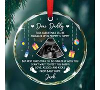 Bump Décoration de Noël en verre avec échographie personnalisée 2025 Dear Daddy I Can't Wait to Meet You
