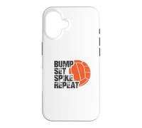 Bump Set Spike Repeat Funny Volleyball Player Coach Coque pour iPhone 16